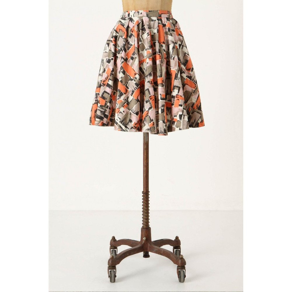 Lil "Plaited Brushstrokes" Circle Skirt in Orange